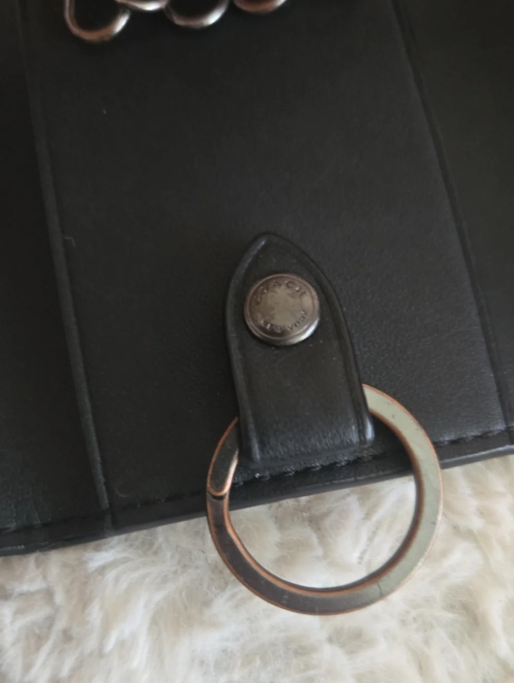 Coach Black Signature Card & Key Holder with Snap